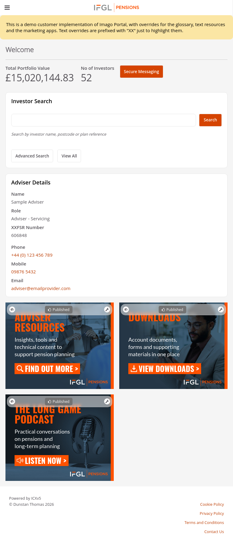 Customer-IFGL > 01 Adviser dashboard
